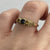 Citrine & Sapphire Three Stone Filigree Ring  9ct 9k Yellow Gold  - Size M