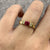 Ruby Lab Created & Natural Diamond Ring 18ct Yellow Gold - Size K