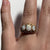 Opal Cabochon Trilogy Textured Finish Ring 9k 9ct Yellow Gold - Size J