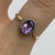 Amethyst & Diamond Halo Cluster Ring 9ct 9k Yellow Gold - Size P