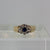 Sapphire & Diamond Daisy Beveled Shoulder Ring 9ct 9K Yellow Gold - Size M