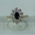 Sapphire & Diamond Ornate Halo Ring 9ct 9k Yellow Gold - Size P