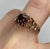 Garnet Daisy Flower Cluster Embossed Cut Out Ring 9ct 9k Yellow Gold - Size O