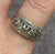 Aquamarine & Diamond Ornate Band Ring 9ct 9k Yellow Gold - Size N