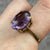 Amethyst Ornate Cocktail Oval Solitaire Ring 9ct 9k Yellow Gold  - Size P 1/2