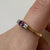 East West Amethyst & Diamond Ring 18ct 18K Yellow Gold - Size R