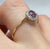 Amethyst & CZ Floral Cluster Thin Shank Ring 9ct 9k Yellow Gold - Size Q