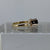 Garnet Solitaire Ring Bark Finish Heart Accents 9ct 9k Yellow Gold - Size M