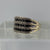 White and Black Diamond Band Ring 9ct 9k Yellow Gold  - Size P