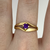 Amethyst Solitaire Split Shank Ring 18ct 18k Yellow Gold - Size M