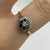 Diamond & Sapphire Tiered Daisy Flower Cluster Ring 9ct 9k Yellow Gold - Size P