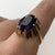 Retro Amethyst Brutalist Style Cocktail Ring 9ct 9k Yellow Gold - Size N