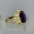 Retro Amethyst Brutalist Style Cocktail Ring 9ct 9k Yellow Gold - Size N