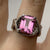 Pink Topaz Emerald-Cut Solitaire Ornate Ring 9ct White Gold - Size N 1/2