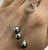 Diamond Circle Dark Grey Pearl Drop Wheat Chain Necklace 18ct 18k White Gold 18"