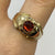 Garnet Ornate Gypsy Band Ring 9ct 9k Yellow Gold - Size S 1/2