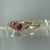 Lab Grown Ruby Trilogy & Diamond Ring 9ct 9k Yellow Gold - Size S