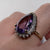 Pear Cut Amethyst With Diamond Halo Ring 9ct 9k Yellow Gold - Size K