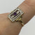 Amethyst & Diamond Art Deco Rectangle Ring 9ct 9k Yellow Gold - Size O