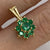 Green CZ Daisy Flower Pendant 18ct 18k Yellow Gold