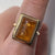 Bezel Set Amber (Imitation) Cocktail Ring 9ct 9k Yellow Gold - Size O