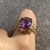 Amethyst Ornate Checker Cut Heart Trim Ring 9ct 9k Yellow Gold - Size T