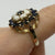 Sapphire & Opal Ornate Floral Cluster Ring 9ct 9k Yellow Gold - Size N