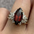 Garnet & Diamond Ornate Marquise Cut Cluster Ring 9ct 9k Yellow Gold - Size N