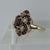 Garnet & White Topaz Ornate Cluster Flower Ring 9ct 9k Yellow Gold - Size L