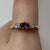 East West Amethyst & Diamond Ring 18ct 18K Yellow Gold - Size R