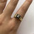 Sapphire & Diamond Retro Square Textured Ring 18ct 18k Yellow Gold  - Size O 1/2