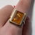 Bezel Set Amber (Imitation) Cocktail Ring 9ct 9k Yellow Gold - Size O