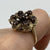 Garnet Daisy Flower Ornate Baroque Cluster Ring 9ct 9k Yellow Gold - Size N