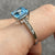 Blue Topaz Cabochon Top & Diamond Accent Ring 9ct 9k White Gold - Size N