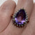 Pear Cut Amethyst With Diamond Halo Ring 9ct 9k Yellow Gold - Size K