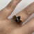 Retro Garnet Two Stone Square Shoulder Ring 9ct 9k Yellow Gold  - Size M