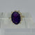 Retro Amethyst Brutalist Style Cocktail Ring 9ct 9k Yellow Gold - Size N