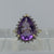 Pear Cut Amethyst With Diamond Halo Ring 9ct 9k Yellow Gold - Size K