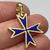 Blue Maltese Cross Pendant 18ct 18k Yellow Gold