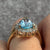 Blue Topaz & Diamond Pear Halo Cluster Ring 9ct 9k White Gold - Size N