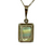 Banded Multi Colour Fluorite Emerald Cut Pendant 9ct 9k Yellow Gold