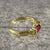 Ruby Lab Created & Natural Diamond Ring 18ct Yellow Gold - Size K