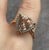 Pink Champagne Topaz & Diamond Trilliant Ornate Ring 9ct 9k Rose Gold - Size S