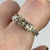 Pale Green Sapphire Three Stone Diamond Accent Ring 9ct 9k White Gold  - Size L