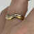 Two Tone Wave Wishbone Ring 18ct 18k Yellow Gold - Size M