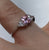 Pink & White CZ Square Triangle Trilogy Ring 9ct 9k White Gold  - Size N 1/2