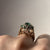 Green Gemstone & White Topaz Ornate Ring 9ct 9K Yellow Gold - Size J