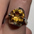 Retro Orange Zircon Chunky Statement Ring 9ct 9k Yellow Gold  - Size N