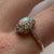 Antique Opal & Old Single Cut Diamond Halo Ring 950 & 18ct Yellow Gold - Size P