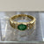 Emerald .70ct East West Bezel Set & Diamond Ring 18ct Yellow Gold - Size Q